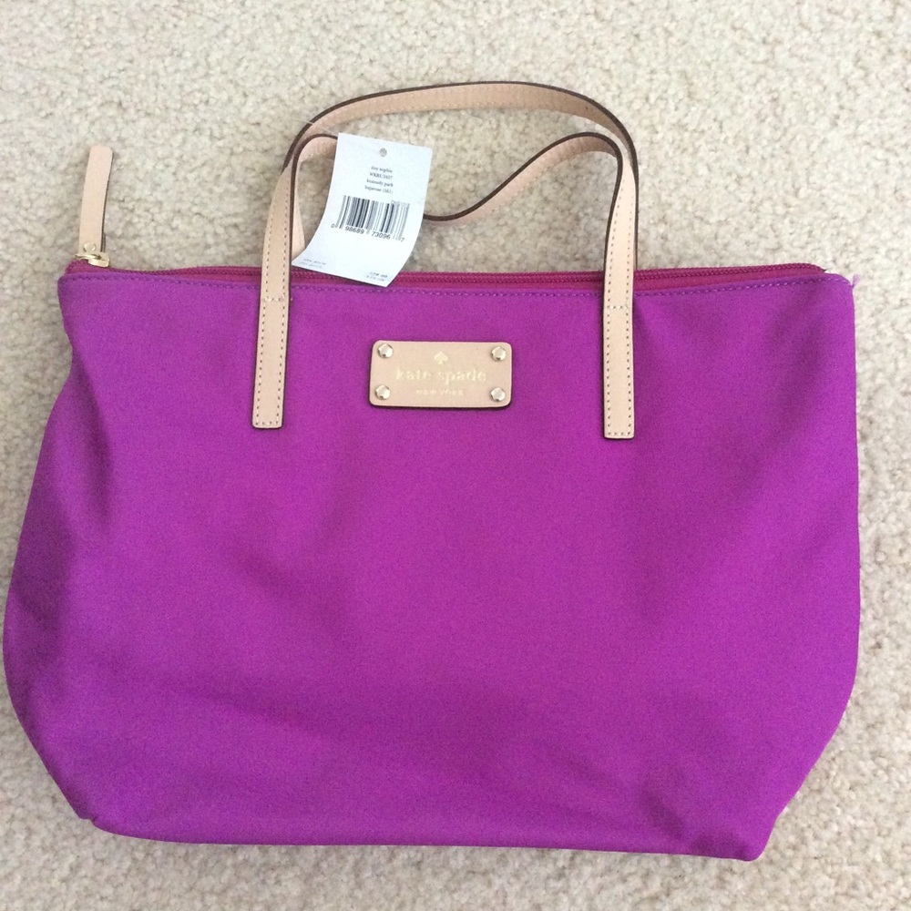 NWT - KATE SPADE zipper tote Purple/Leather